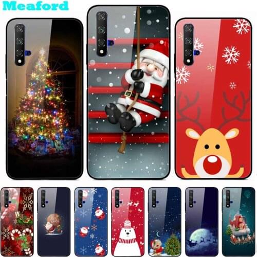 For Huawei Nova 5T Case Christmas Tempered Glass Back Phone Cases For Huawei Nova 7i Nova6 SE Case Nova5T 5 T Hard Cover