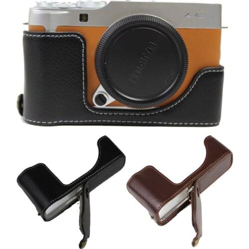 Genuine Leather Camera Case Half Body Skin Cover For Fujifilm Fuji X-A7 XA7 XA-7 With Battery Opening