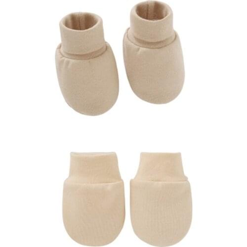 Baby Soft Cotton Face Protection Gloves Foot Cover Set Anti Scratch Mitten Socks