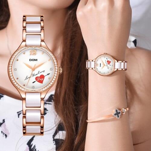 DOM Women's Watches With Rhinestones
