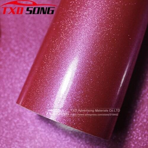 High glossy Pink diamond pearl glitter wrapping film Glossy pearl glitter pink car wrapping film with Size 12/30/50/60x100CM