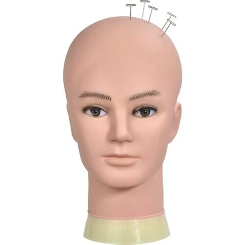 Bald Mannequin Head For Making Wigs With Stand 22 Inch Rubber Training Mannequin Head No Hair For Hats Display Makeup Practice