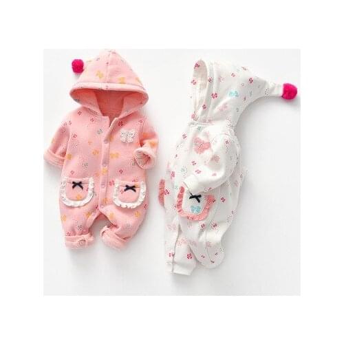 Baby Jumpsuit 2020 Winter Baby Long Sleeve Sweater Cotton Jumpsuit Newborns Hooded Outwear Baby Boys and Girls Warm Rompers 0-3Y