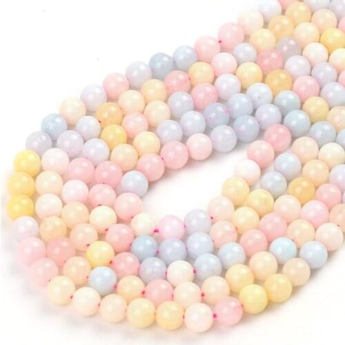 Natural Angelite Stone Morgan Round Loose Quartz Beads For Jewelry Making DIY Bracelet Earrings Accessories 15'' 6/8/10/12mm