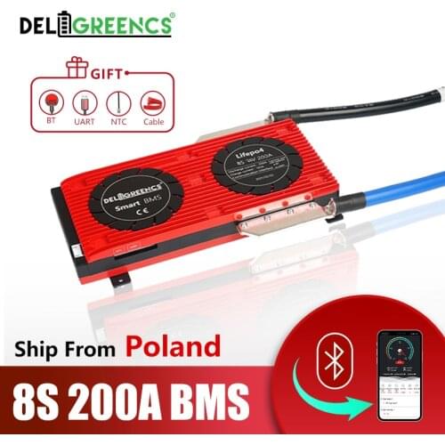 LiFePO4 Smart BMS 8S 200A with Bluetooth APP for 3.2V Rated Lithium battery for 24V 310AH 24V 280AH 420AH Prismatic Battery pack