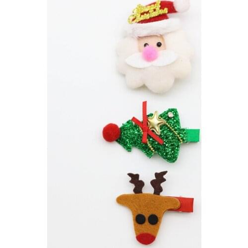 Cute Christmas elk tree Santa Claus Doll Hairpins Christmas Hair Accessories Girls Kids Children Woman Headwear Side Hair Clips
