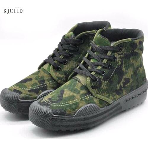 Mens Outdoor Tactical Sports Shoes Military Training Camouflage Mens Shoes Site Laborers Slip Wear Canvas Shoes 35-45 Yards