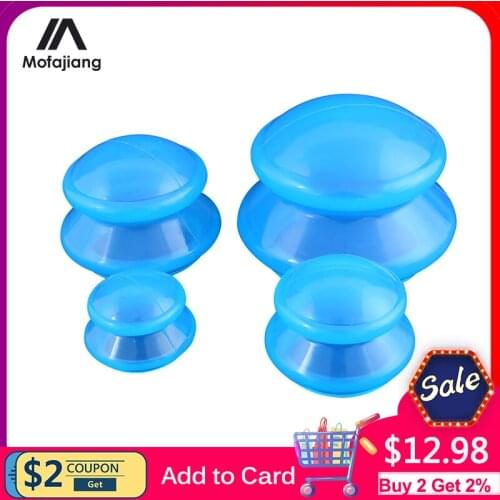 4pcs Silicone Massage Cups Masajeador Vacuum Suction Cup Set AntiCellulite Jar Deep Tissue Facial Cupping Relaxation Body Care