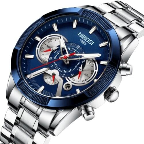 NIBOSI Chronograph Men Watches For Men Sprost Wristwatch Waterproof With Stianless Steel For Drop shipping