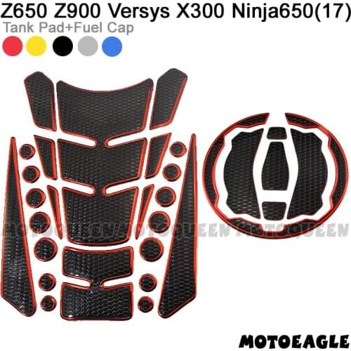 One Set Motorcycle Gas Fuel Oil Tank Cap Cover Pad Protector Decals Sticker for Kawasaki Ninja Z650 Z900 Versys X300 Ninja650