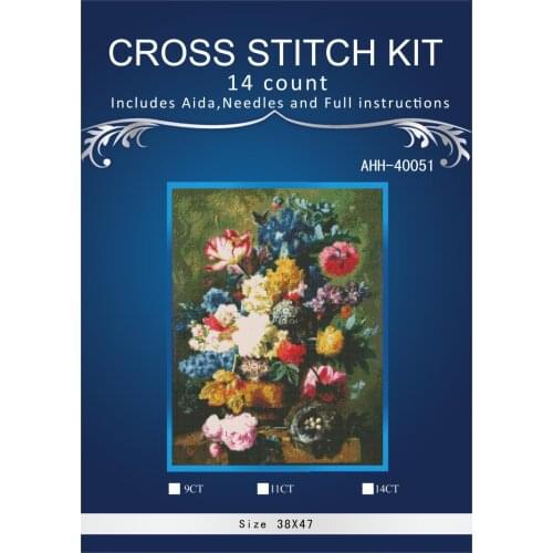 Oneroom Flowers vase Scenery Embroidery Needlework Crafts 14CT Unprinted DMC DIY Quality Cross Stitch Kits Handmade Arts Decor