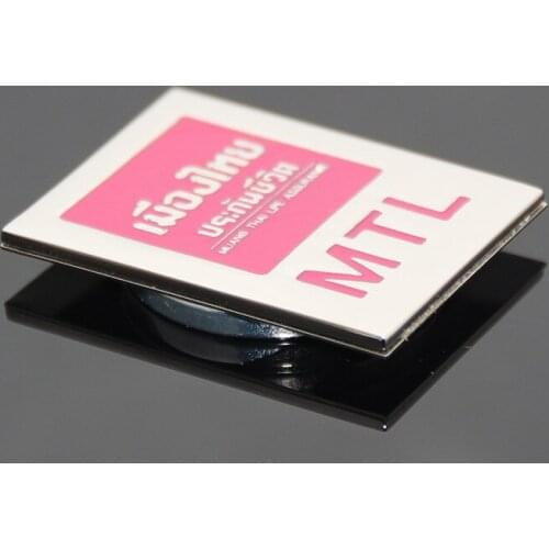 Factory wholesale rectangular engraving badge back magnet zinc alloy badge