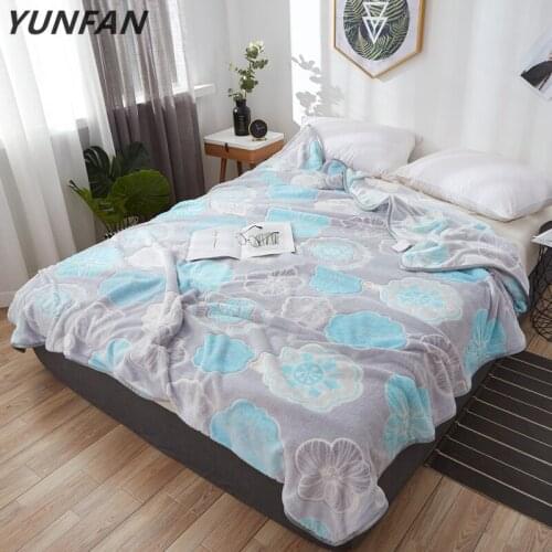 Gray blue blankets flower quilts twin full queen king adult blankets soft Throw Flannel blankets on Bed/car/sofa girls rugs
