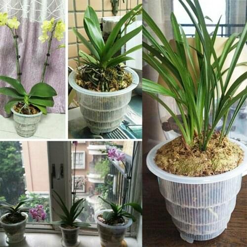 Meshpot 10cm/12cm /15 cm Clear Plastic Orchid Pots and Function Pruning Plastic Growth Holes Slots Root Air Flower With Pot U4W1