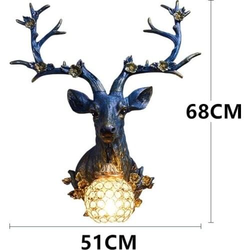 Ancient Loft Resin Sika Deer Wall Lamp Modern Attic Aisle Living Room Bedroom Wall Sconce Light Home Decor Vanity Light