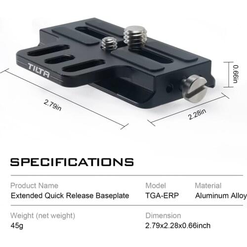 TILTA TGA-ERP Extended Quick Release Baseplate for A7S III BMPCC 4K/6K DSLR Camera to DJI RS2 RSC2