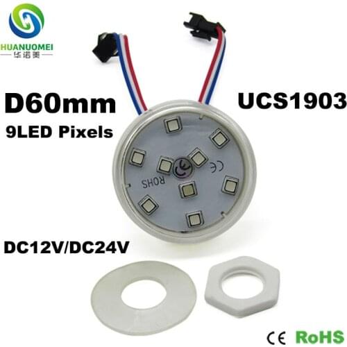 UCS1903 9LED 60mm pixel led modul 5050 SMD RGB LED light DC12V 24V digital rgb full color module bulb lamp addressable lighting