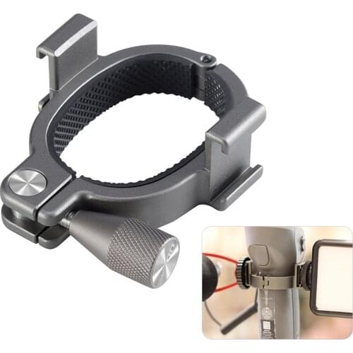 UURig Smartphone Stabilizer Extension Bracket Ring Adapter with Dual Cold Shoe Mounts Mic LED Compatible with DJI Osmo Mobile 3