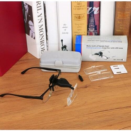 1.5X 2.5X 3.5X LED Lighted Magnifier with Clip Myopia glasses Magnifying Glass for Circuit Board Clock Instruments Repair Tool