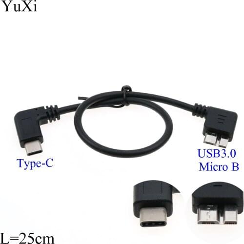 YuXi 90 degrees USB 3.1 Type-C to USB 3.0 Micro B Cable Connector For Hard Drive Smartphone CELL PHONE PC OTG