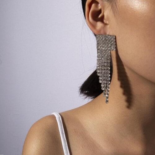 Jewelry personality fashion simple long earrings female temperament business geometric tassel earrings