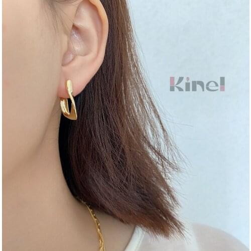 Kinel 925 Sterling Silver U Shape Earrings for Women French Fashion Jewelry 18K Real Gold Plated Bijoux New Design