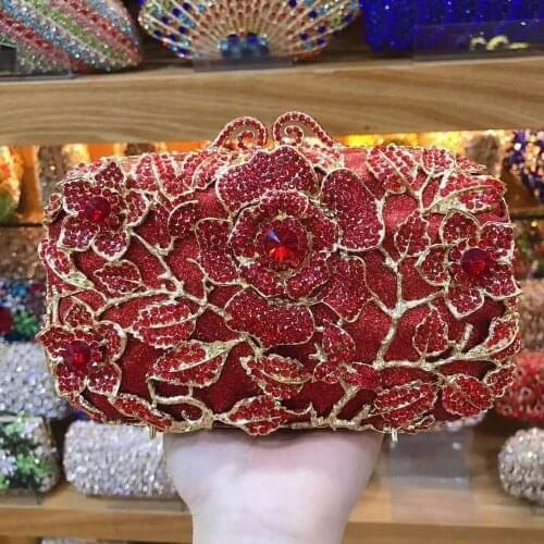 Lady wedding party red blue crystal diamond Clutch Bags Luxury Banquet Evening Bags Purse for Female clutches Bags handbag gift