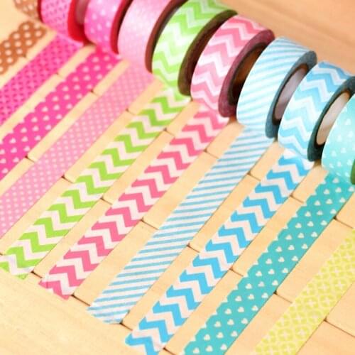 1/2/5Pcs 1.5cm 10M DIY Paper Sticky Adhesive Sticker Decorative Washi Tape GQ