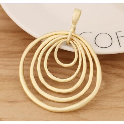 1 Piece Large Matt Gold Open Hollow 5 Circles Charms Pendants 2 Sided for Necklace Jewellery Making Accessories 75x54mm