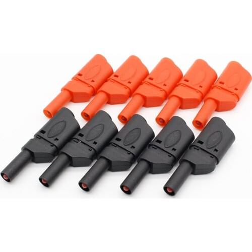 10Pcs Red/Black Safety Fully Insulated 4mm Male Stackable Banana Plug Connector