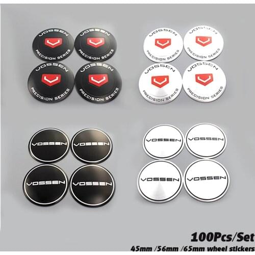 100PCS 65mm Car Badge Auto Wheel Hub Sticker 56mm for VOSSEN Wheel Center Caps Covers Car Styling 45mm Streering Wheel Decal