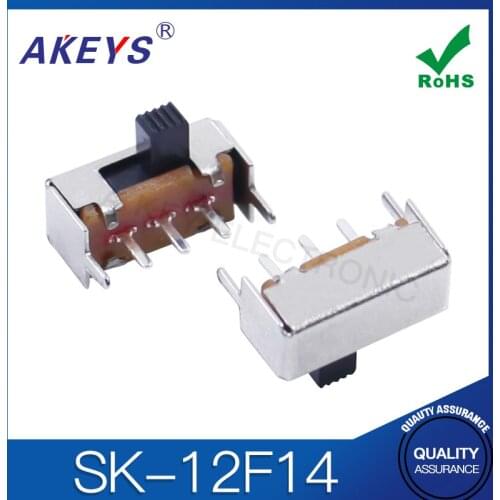 20PCS SK-12F14 1P2T Single pole double throw slide switch side insert 3 pin with 2 fixed pin black handle red handle