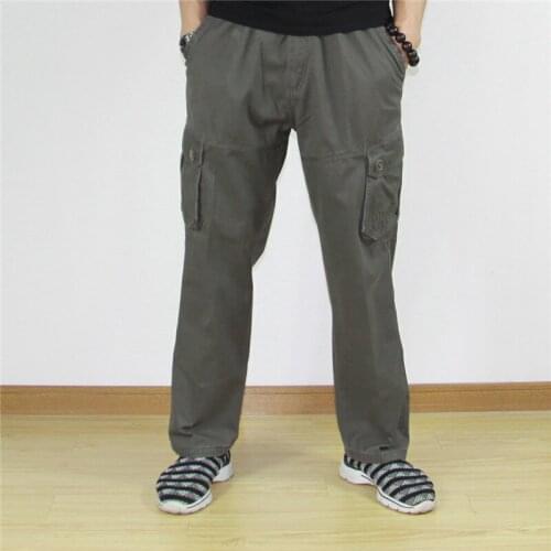 2021 New Men Casual Pants 100%Cotton Trousers Men Cargo Pants Overalls Men Plus Size 5XL Military Army Pants Baggy Pants Men