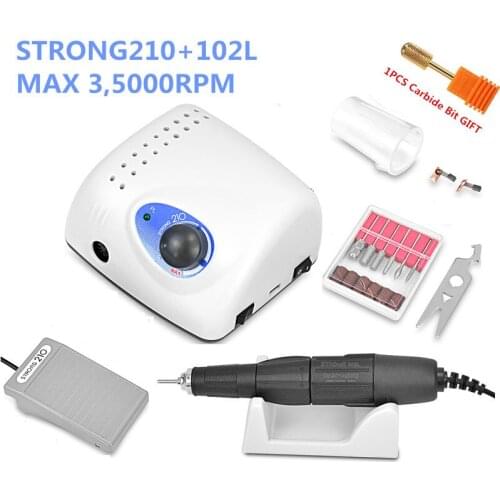 New 65W Strong 210 102L Brushless Nail Drills Manicure Machine Pedicure Electric Strong 35000RPM File Bits Nails Art Equipme