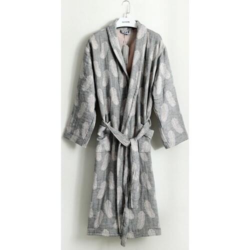 Fashion Autumn Winter Pure Cotton Feather Bathrobe Breathable Warm Sleepwear for Boy Girls Adult Bath Clothing Sleepwear Robe