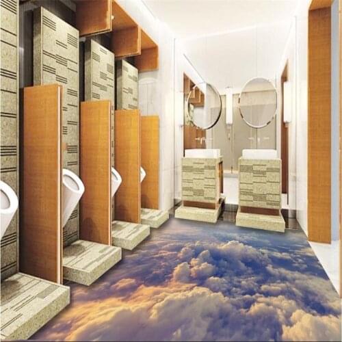 Beibehang Modern Custom 3D floor mural Boundless sky clouds non-slip waterproof thickened self-adhesive PVC Wallpaper