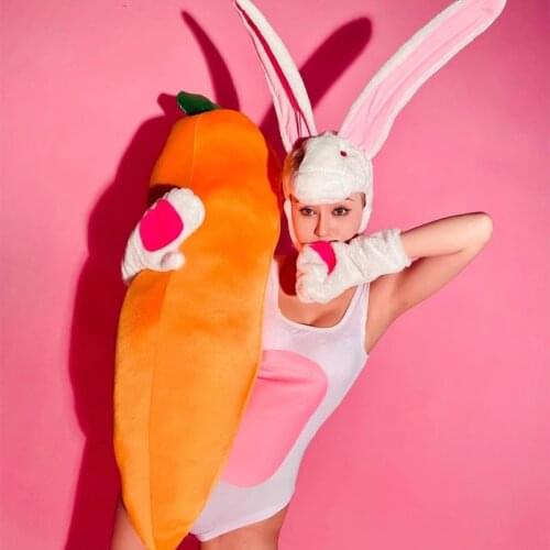 Nightclub Bar Dj Ds Wear Stage Performance Festival Clothing Sleeveless Bodysuit Cute Headwear Rave Outfit Gogo Costume XS2461