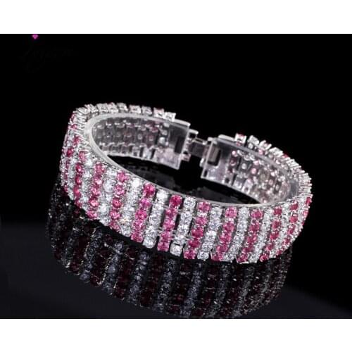 Lovely 5 Color AAA Cubic Zircon Bracelets 925 Silver Fine Green CZ Stone Tennis Jewelry Party Wedding for Women Gift Wholesale