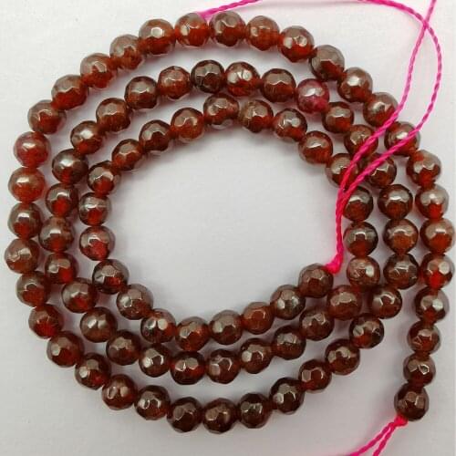 4MM Garnet Stone Faceted Loose Beads Strand 15 Inch Jewelry Making For Woman Gift A329