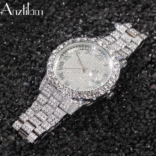 Hip Hop Diamond Bling Iced Out Watch Men HIP HOP Quartz Gold Color Men’s Watches Luxury Steel Male Clock Relogio Masculino