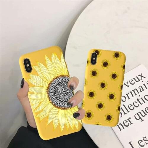 JAMULAR Cute Summer Daisy Sunflower Flower Phone Case For iPhone 11 Pro 8 7 XS MAX XR X 6 6s Plus Soft Yellow Back Cover Fundas