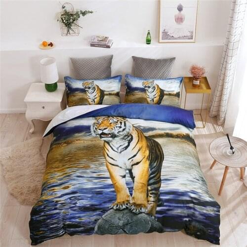 Tiger printing children bedding set luxury duvet cover set pillowcase textile bed linen kids bed set with a twin size