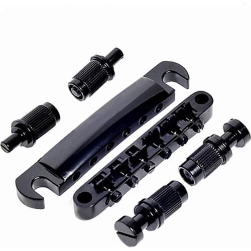 Guitar Bridge Locking Roller Tune-O-Matic TOM Bridge And Tailpiece black Set For LP Electric Guitar