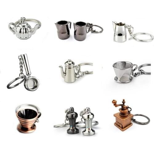 Exquisited Espresso Keychain Jewelry Tiny Coffee Machine Wine Bottle Grinder Key Chain Cafe Gift Lovers Barista Keyring Souvenir
