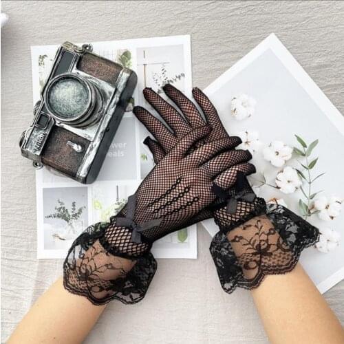 Cool Lace Gloves Summer Ladies Fashion Lace Fashion Personality Mesh Womens Wedding Etiquette Sunscreen Gloves