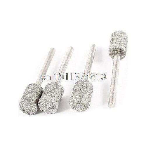 3mm Dia Shank 8mm Cylinder Tip Diamond Points Grinding Drill Bit 4 Pcs