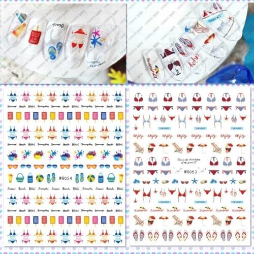 Newest WG053 054 summer sexy design 3D nail art sticker decal stamping back gule DIY nail decoration tools