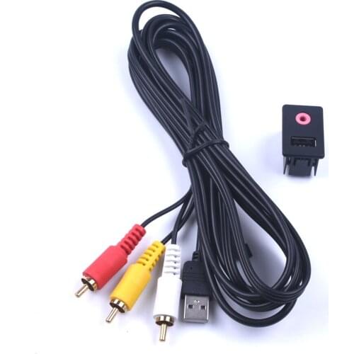 New 3.5mm 3 RCA Car AUX USB Male Dash Flush Mount Mounting Adapter Suitable for Toyota for VW