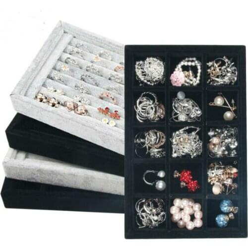New L22cm*W14cm*H3cm Small Jewelry Box Rings Organizer Earrings Tray Necklace Jewellery Storage PU and Flannel Wholesale Price
