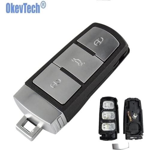 OkeyTech for V W Smart Key Shell Card Car Key Case Cover Fob for Volkswagen Passat CC 3C B6 B7 Magotan 3 Button & Insert Blade